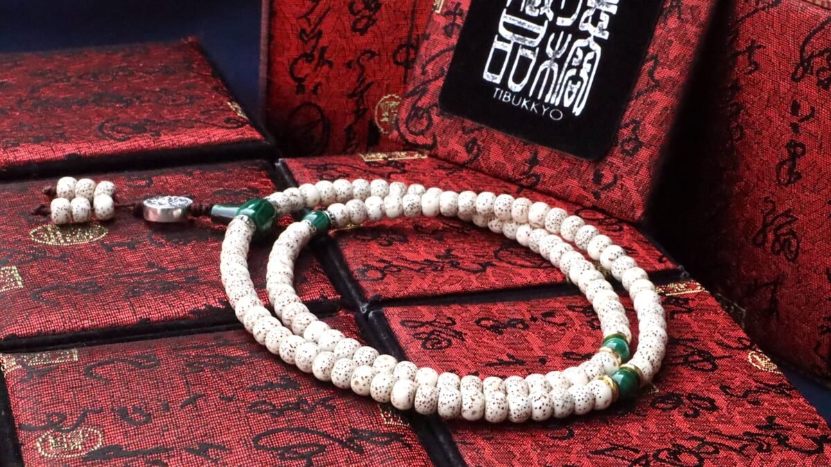 Tibukkyo德榕藏品｜A+星月菩提念珠｜孔雀石隔珠｜925純銀十字金剛杵牌