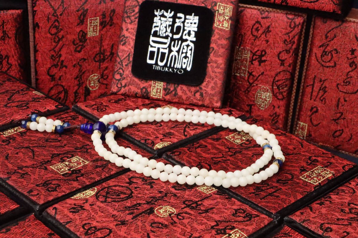 TIBUKKYO德榕藏品｜高拋白玉菩提根6mm圓珠108顆｜藍琉璃佛頭｜藍晶石隔珠