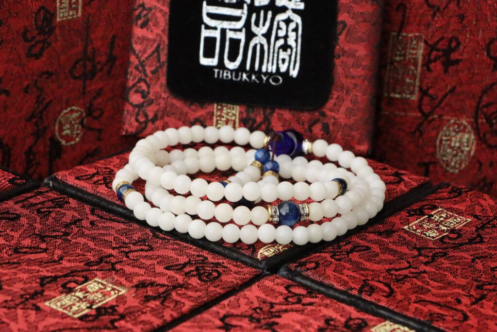 TIBUKKYO德榕藏品｜高拋白玉菩提根6mm圓珠108顆｜藍琉璃佛頭｜藍晶石隔珠