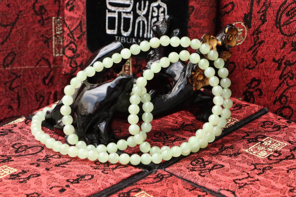TIBUKKYO德榕藏品｜原礦天然和闐玉手珠 6mm圓珠 108顆｜和田玉青玉
