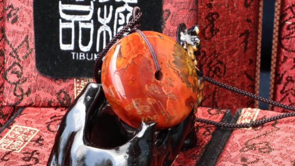 台灣德榕藏品｜原礦戰國紅瑪瑙平安扣吊墜｜43.8mm x 17.2mm