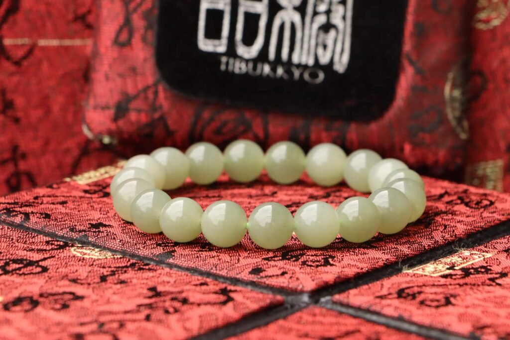 台灣德榕藏品｜原礦天然和闐玉手珠 10mm圓珠｜和田玉青玉半透