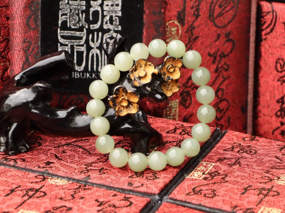 台灣德榕藏品｜原礦天然和闐玉手珠10mm圓珠｜和田玉青玉半透