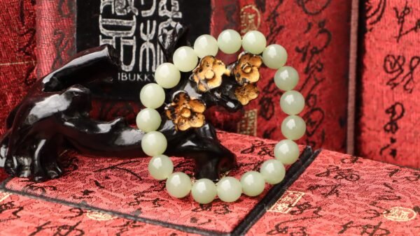 台灣德榕藏品|原礦天然和闐玉手珠 10mm圓珠|和田玉青玉半透