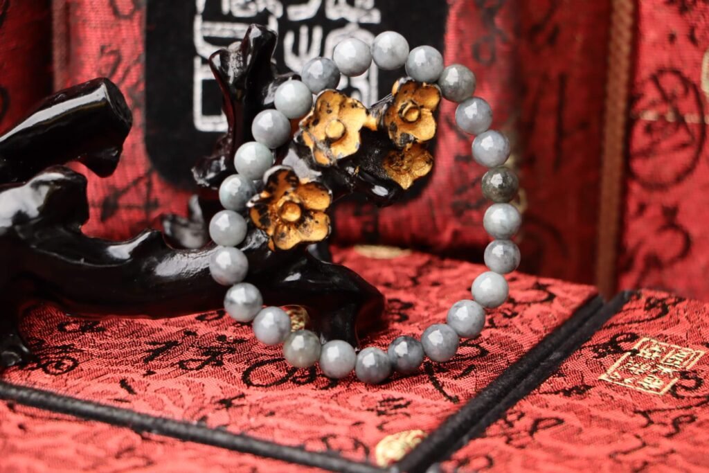 台灣德榕藏品|天然烏雞種翡翠手珠 7mm圓珠 緬甸玉A貨