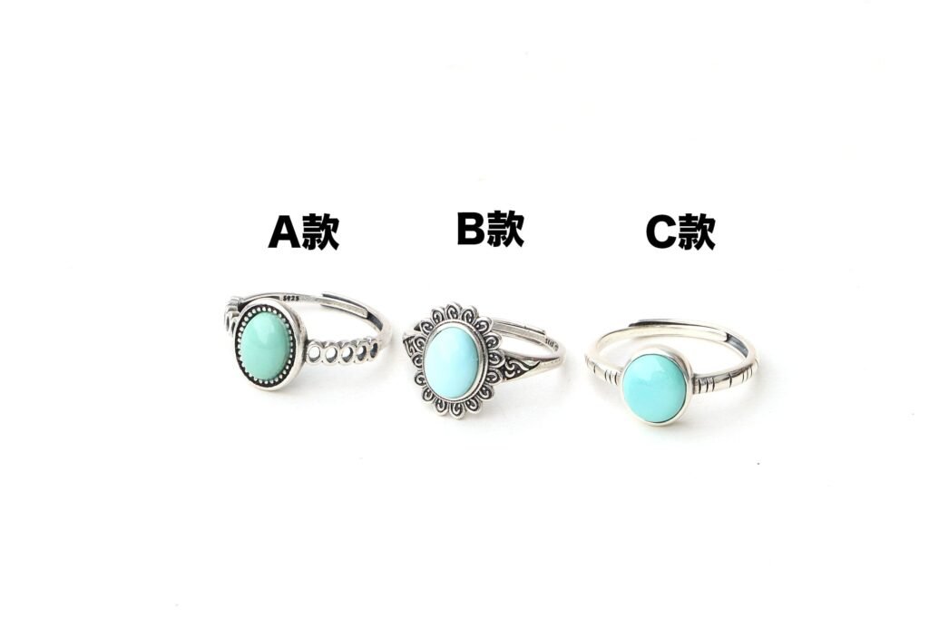 台灣德榕藏品|原礦天然綠松石戒指|s925純銀戒拖【開口款】