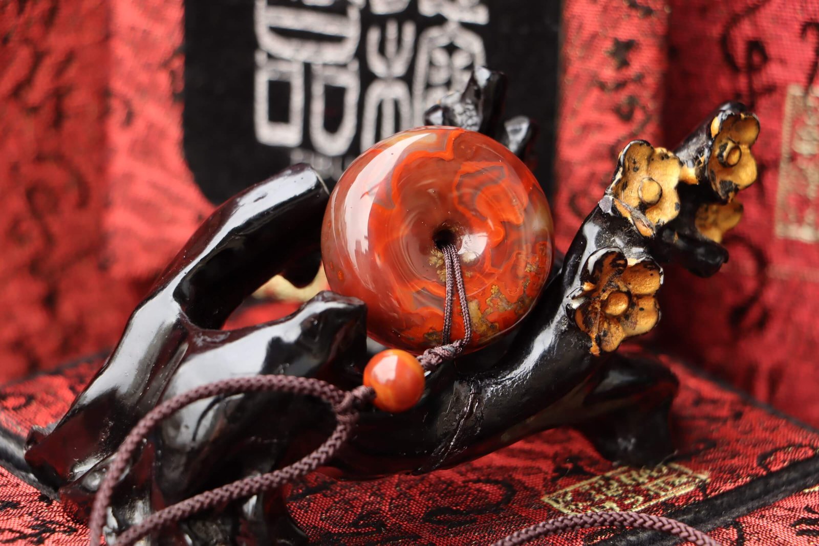 台灣德榕藏品|原礦戰國紅瑪瑙平安扣吊墜|34.4mm直徑 X 16.3mm厚度