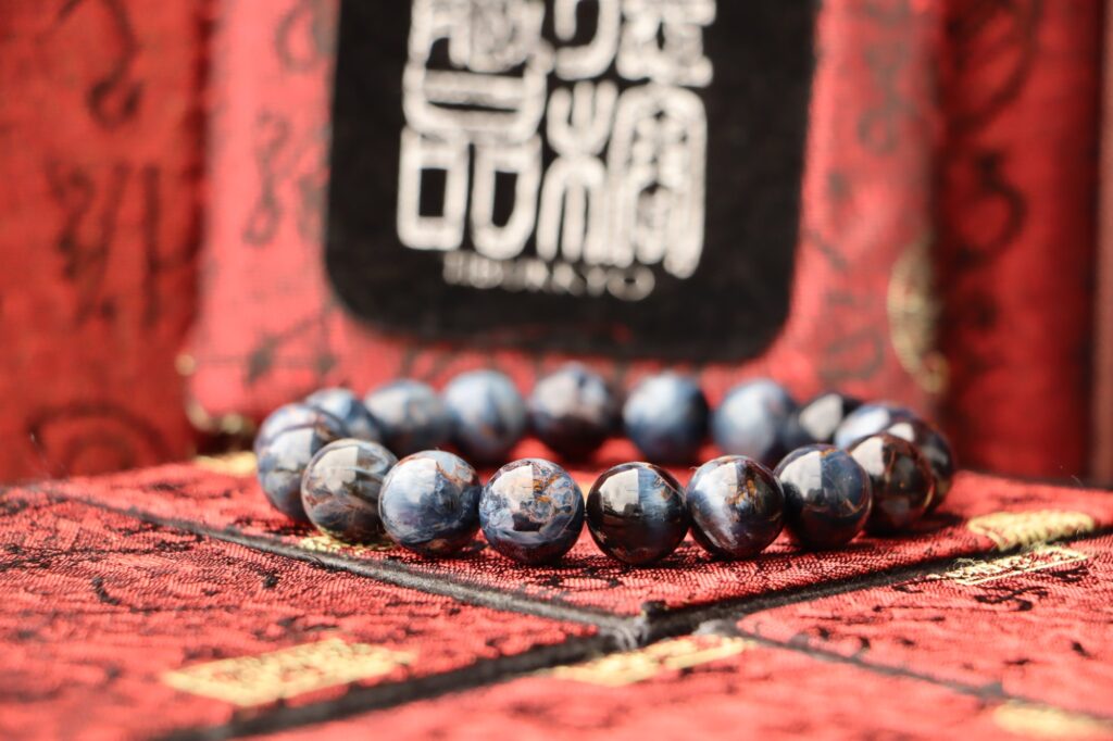 台灣德榕藏品｜原礦天然無染色藍彼得石手珠 11.2-11.8mm｜素珠